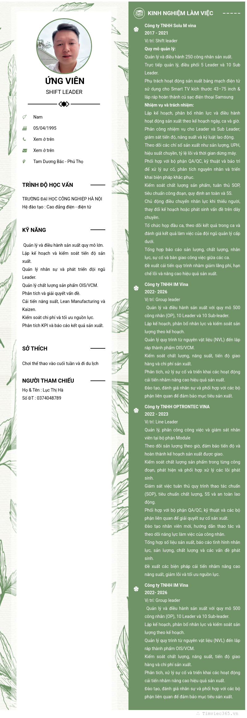 CV ứng viên