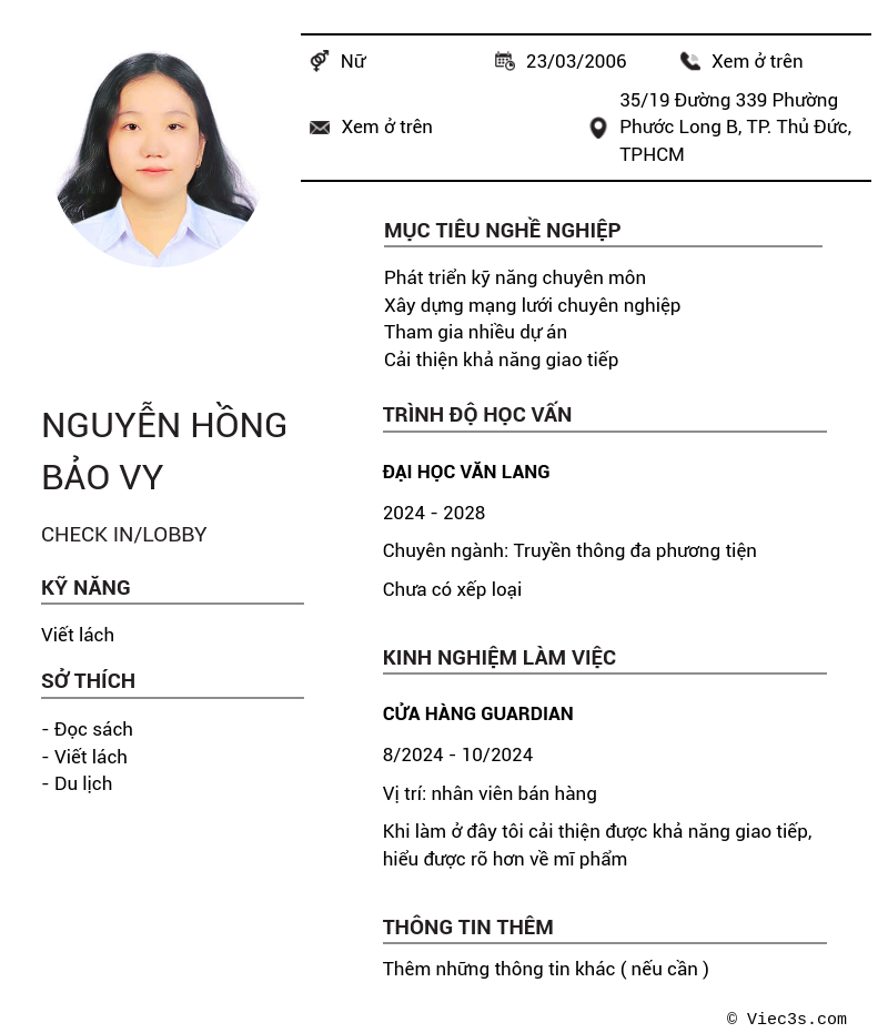 CV ứng viên