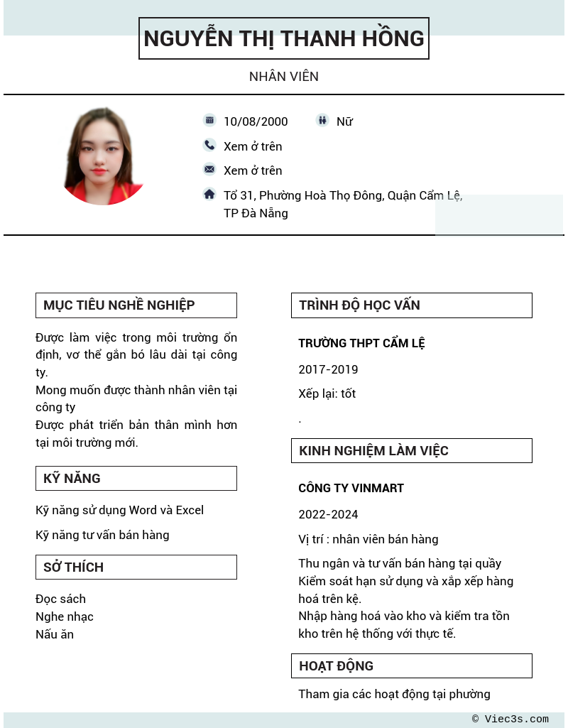 CV ứng viên