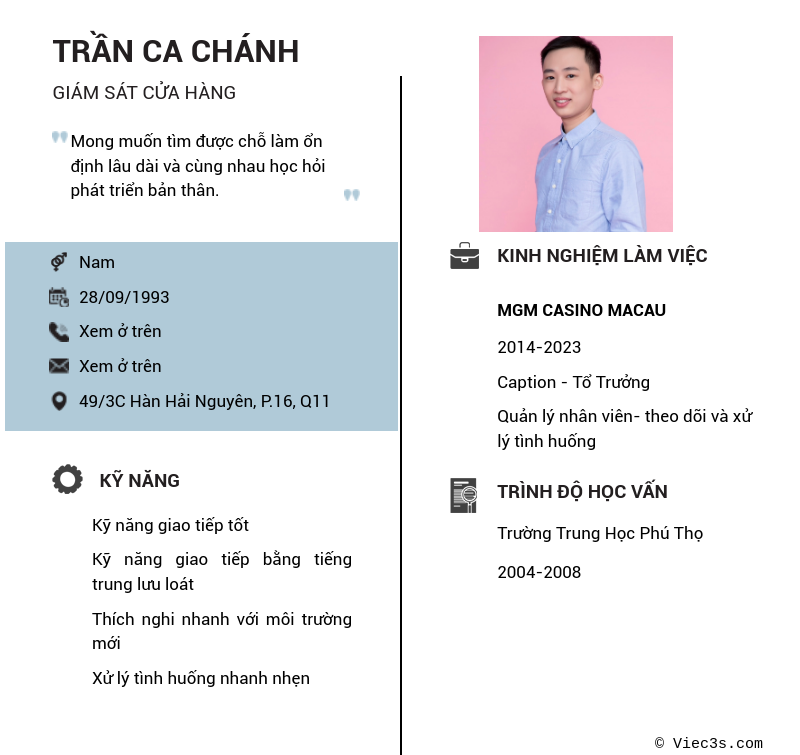 CV ứng viên