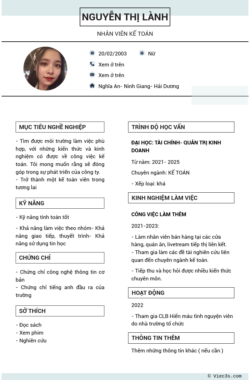 CV ứng viên