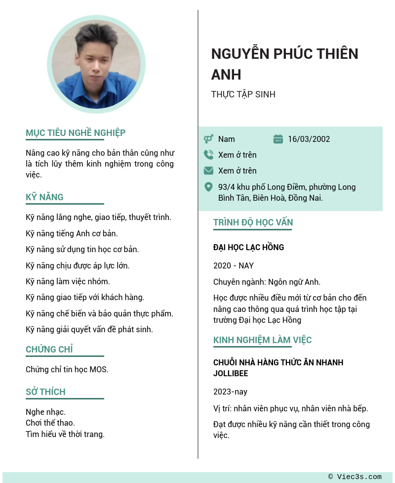 CV ứng viên