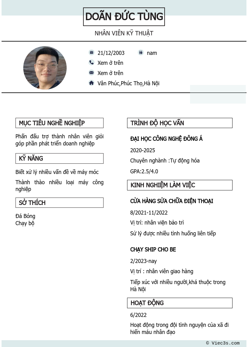 CV ứng viên