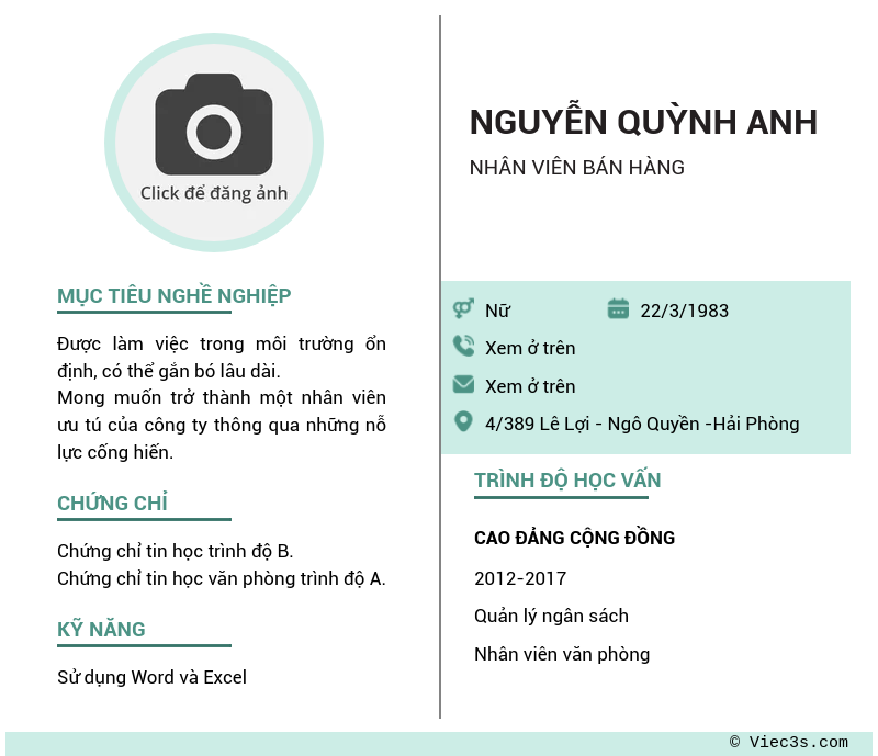 CV ứng viên