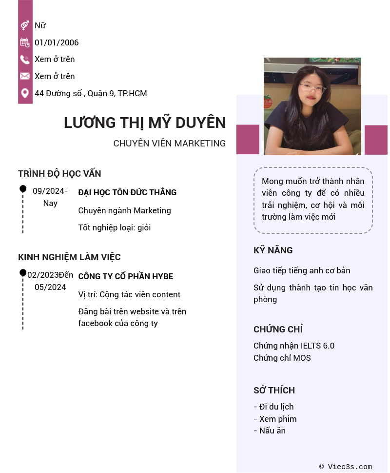 CV ứng viên