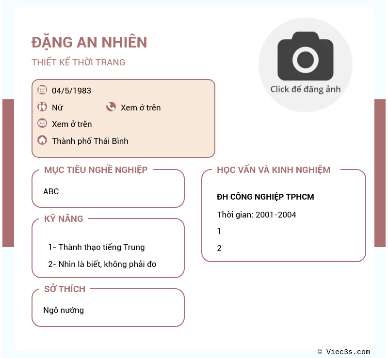 CV ứng viên