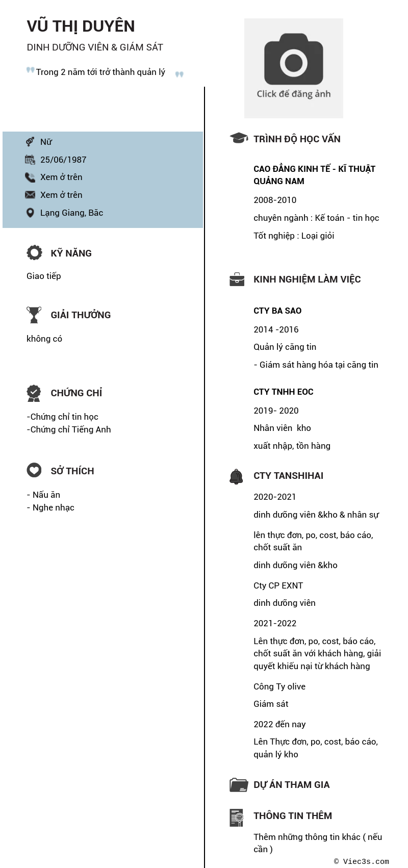 CV ứng viên