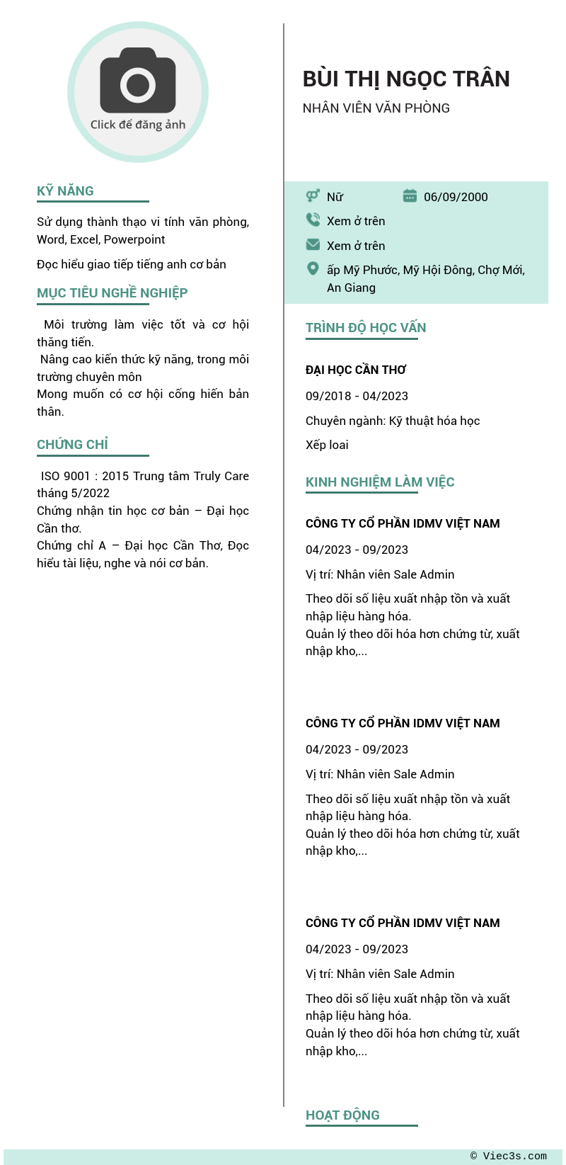 CV ứng viên