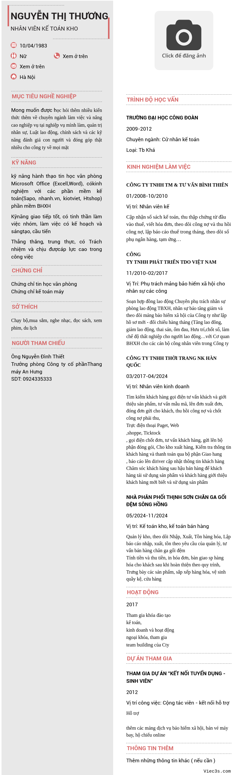 CV ứng viên