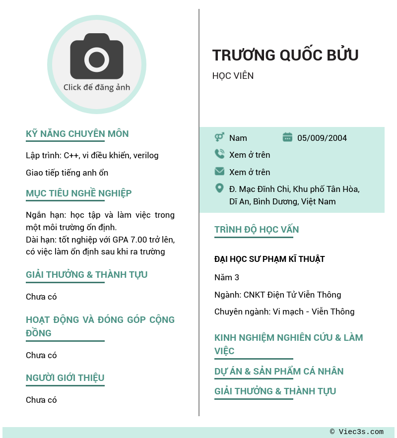 CV ứng viên