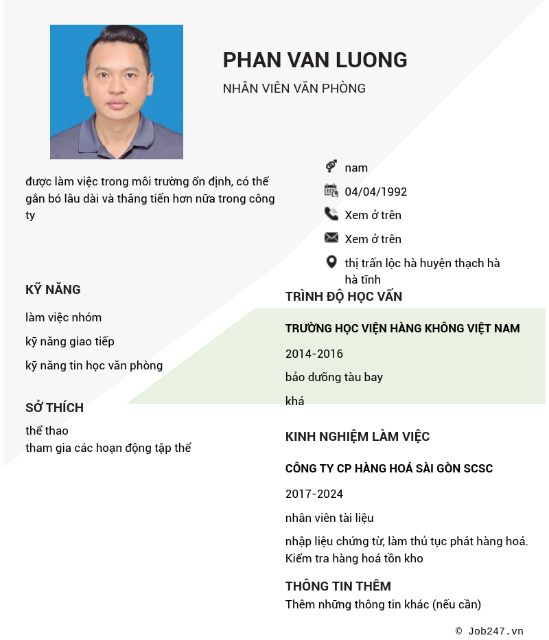 CV ứng viên