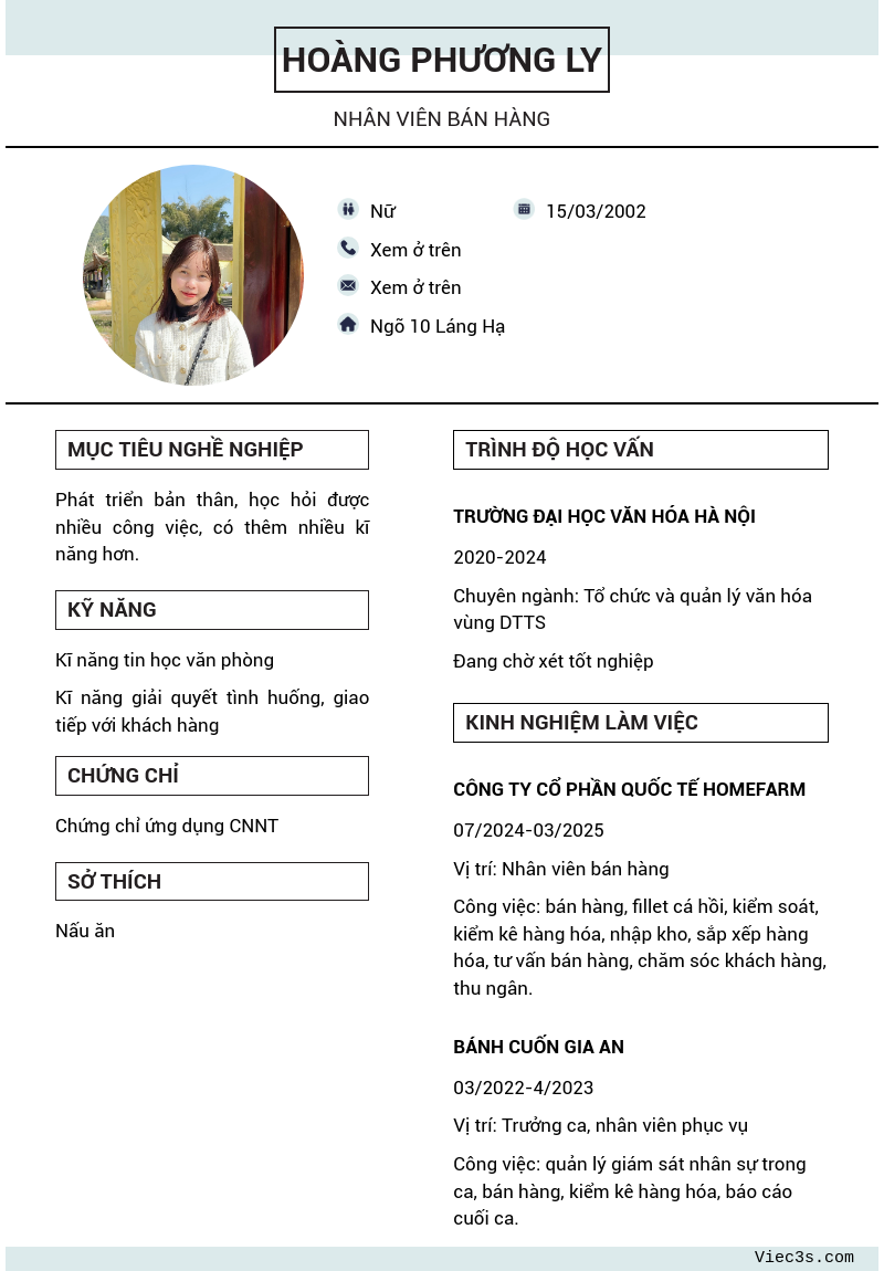 CV ứng viên