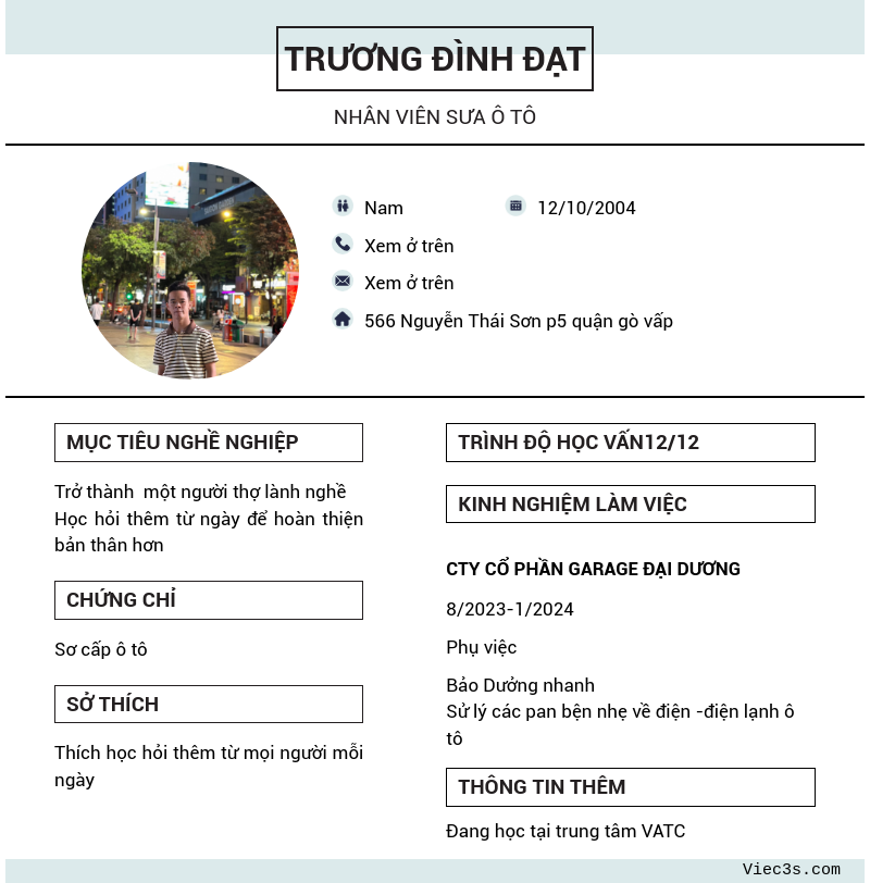 CV ứng viên