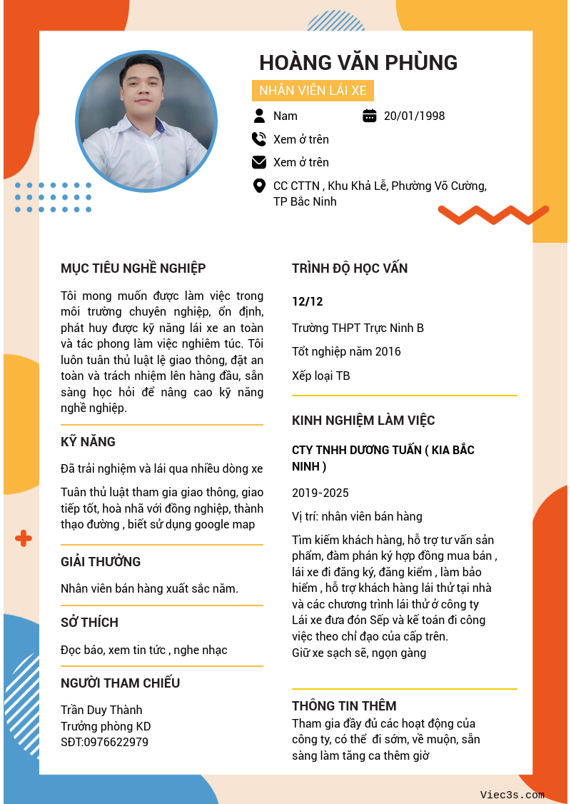 CV ứng viên