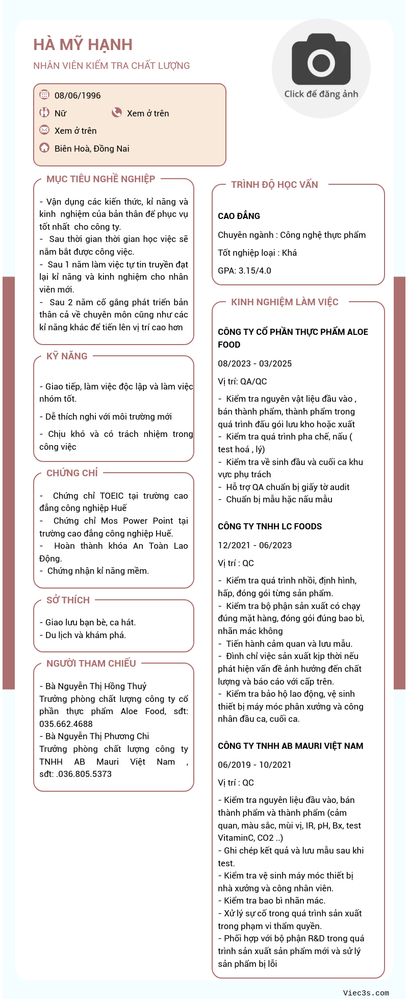 CV ứng viên