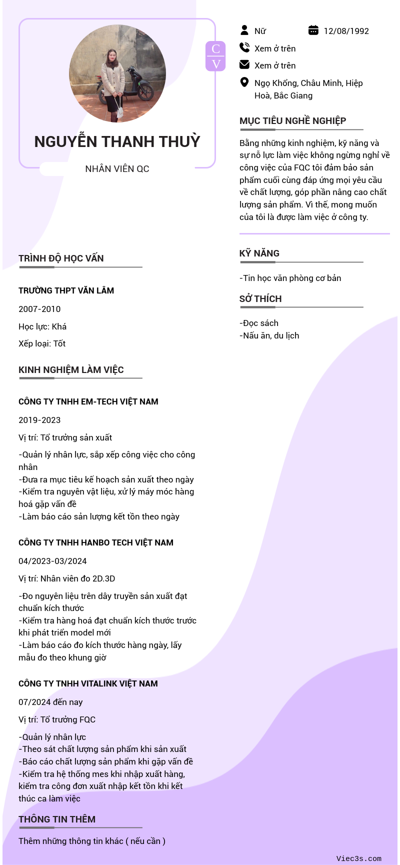 CV ứng viên
