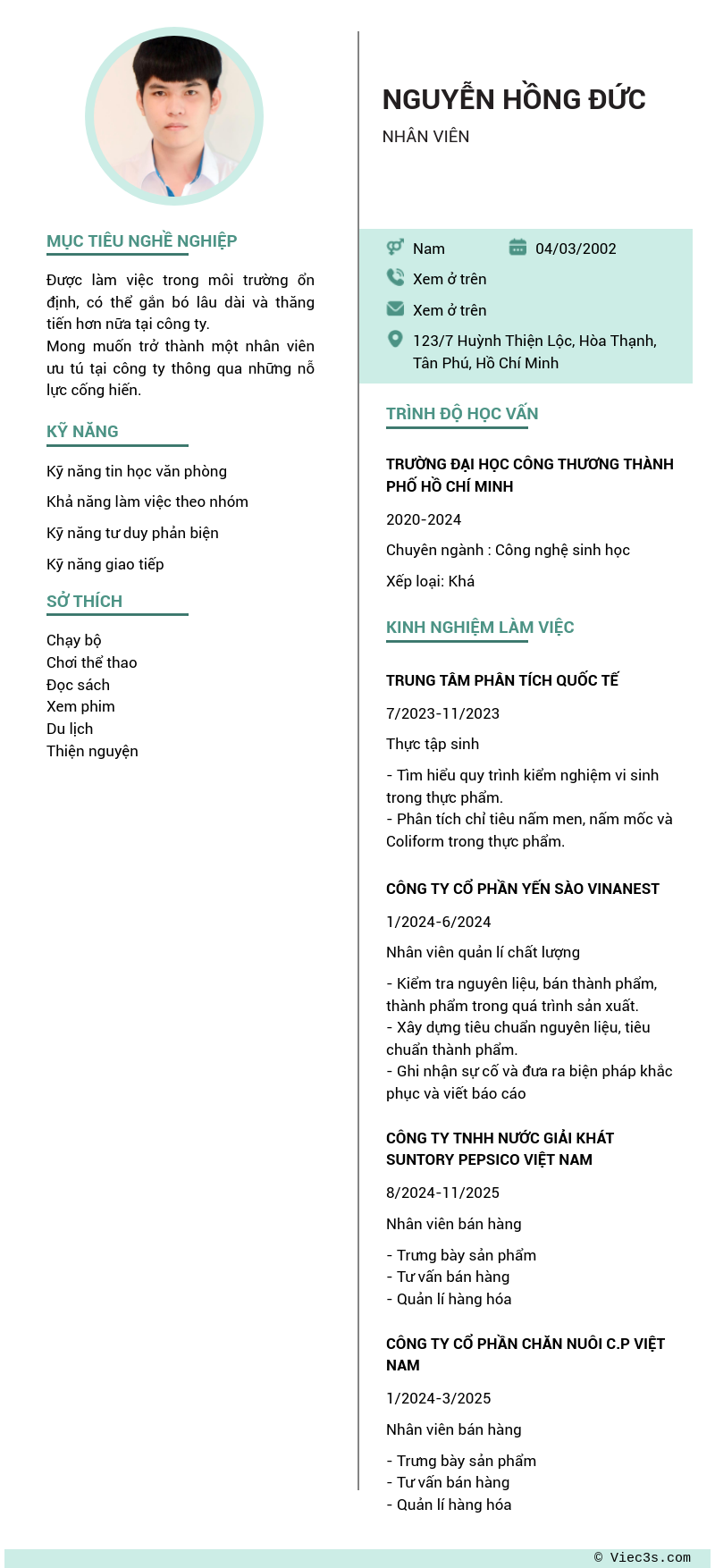 CV ứng viên