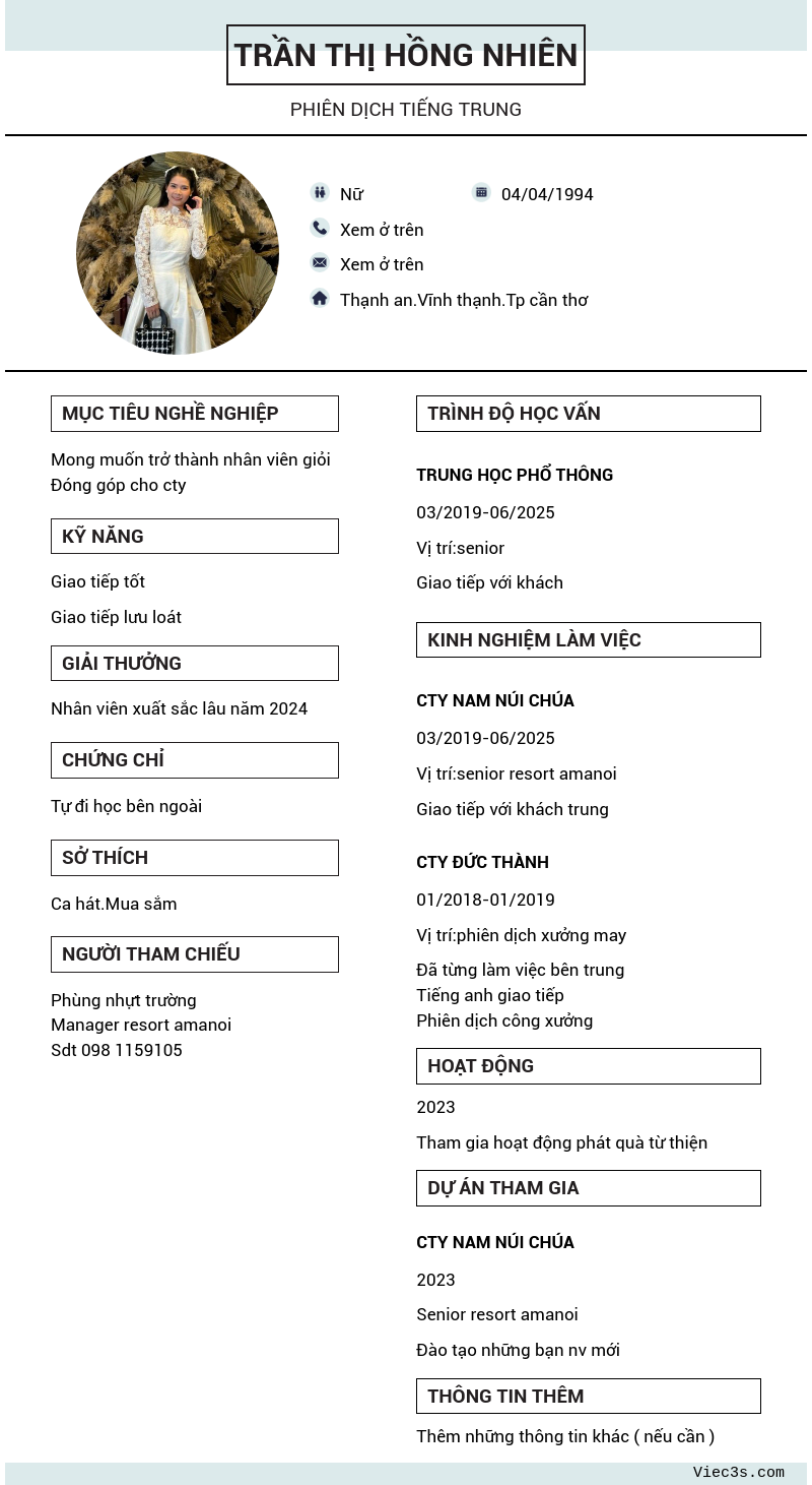 CV ứng viên