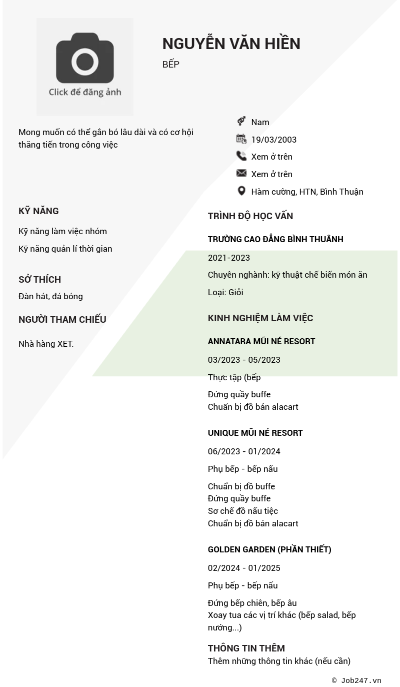 CV ứng viên