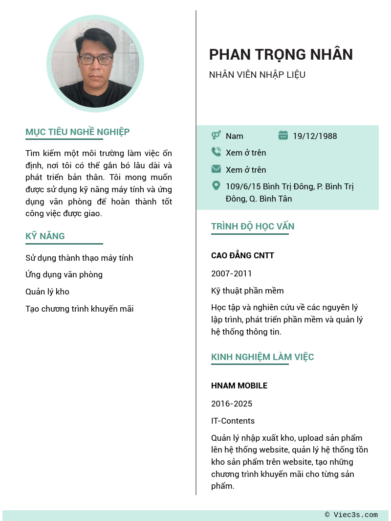 CV ứng viên