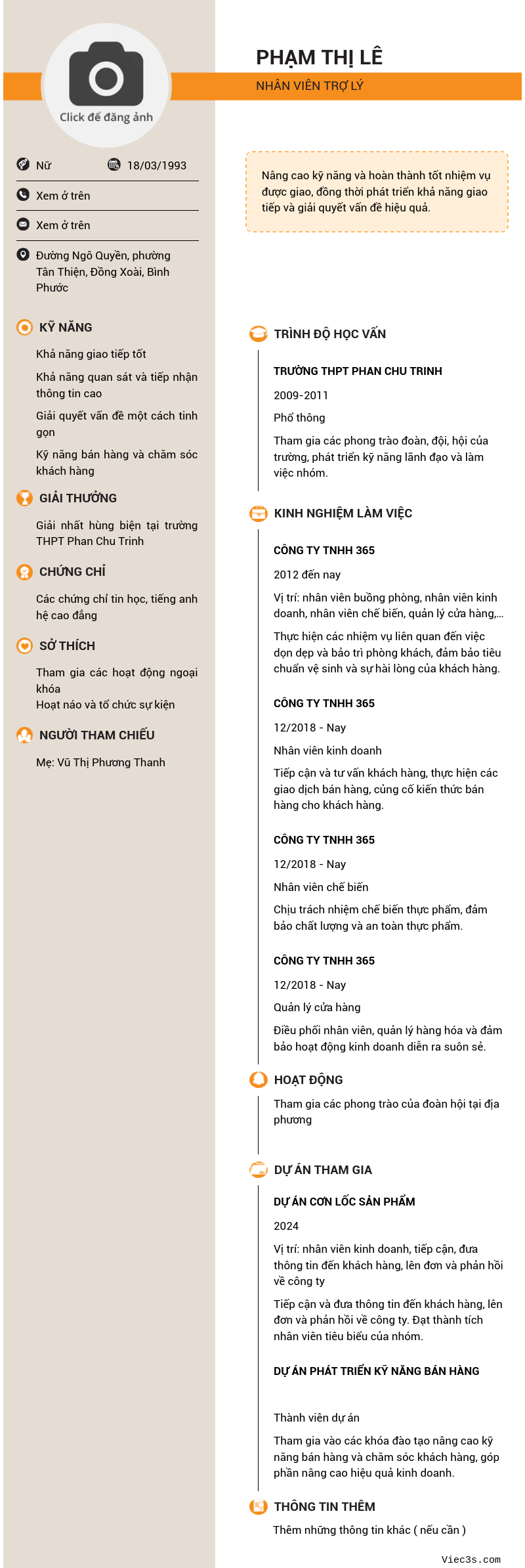 CV ứng viên