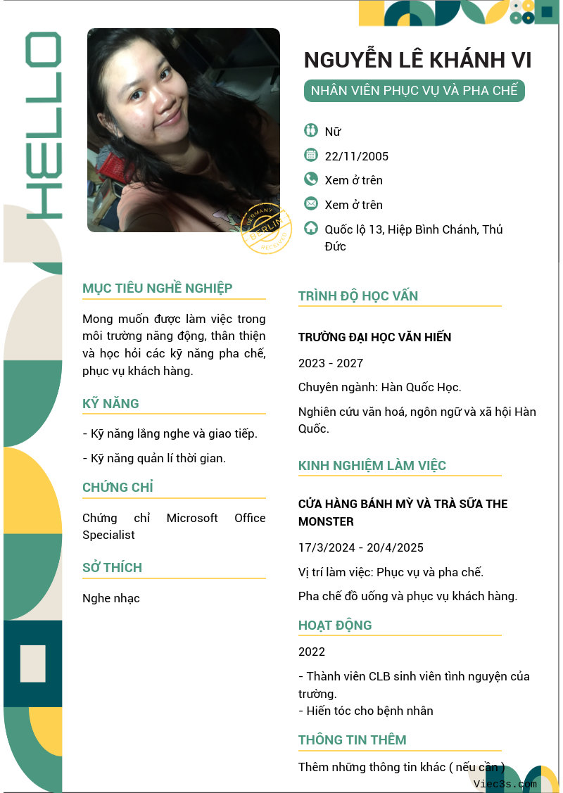 CV ứng viên