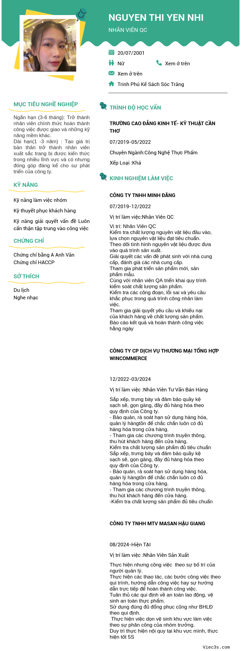 CV ứng viên