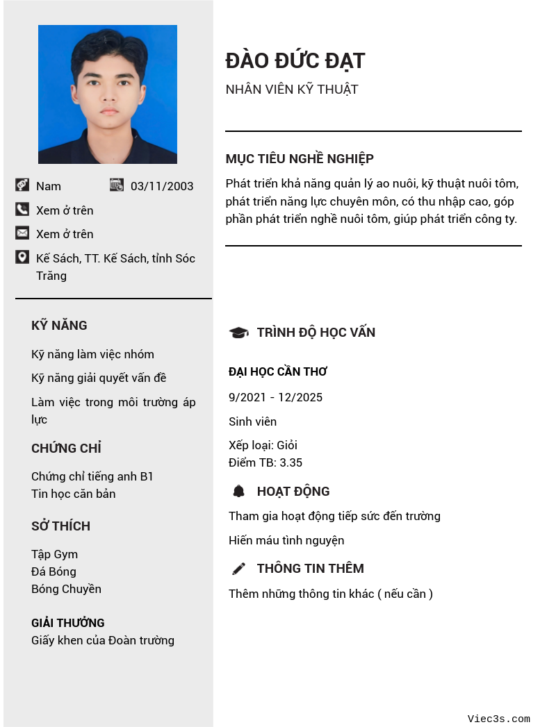 CV ứng viên