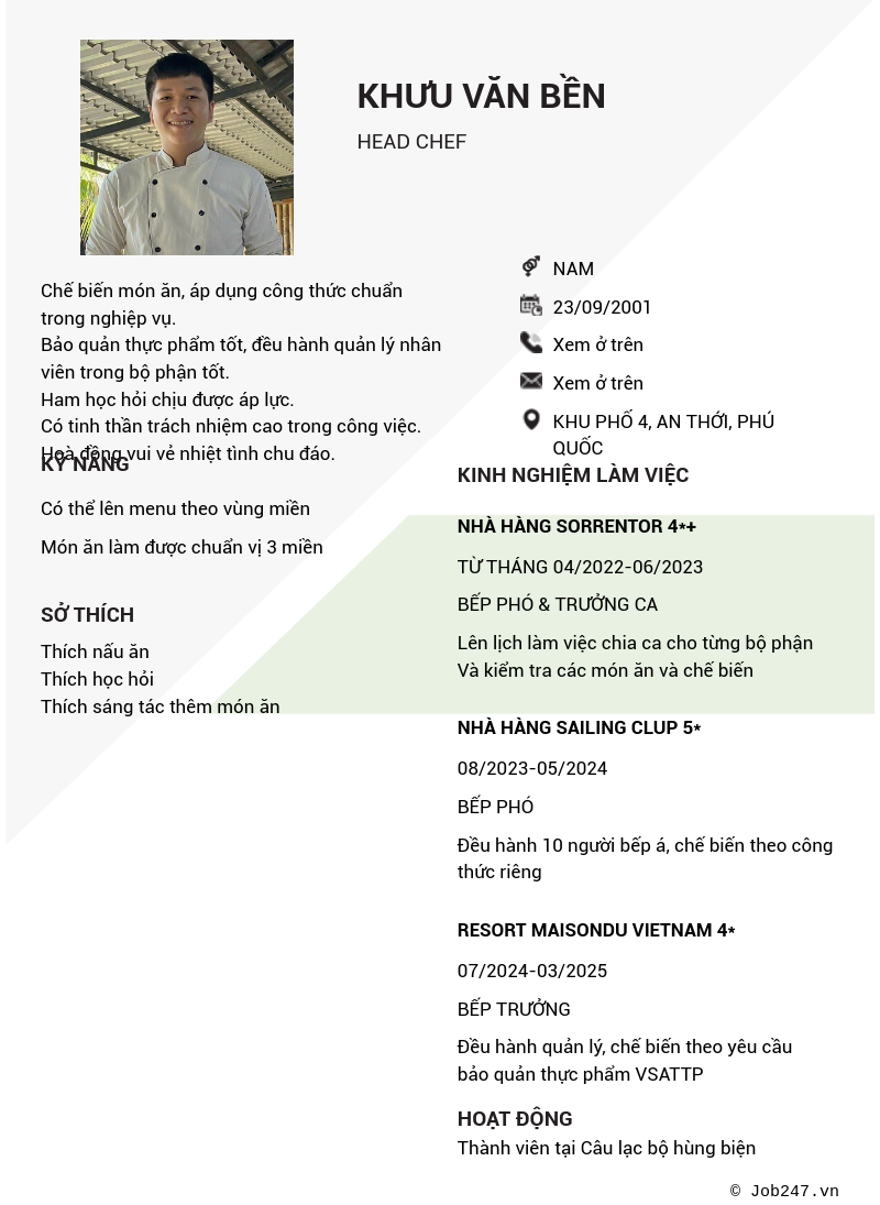 CV ứng viên