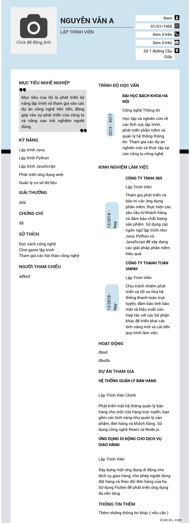 CV ứng viên