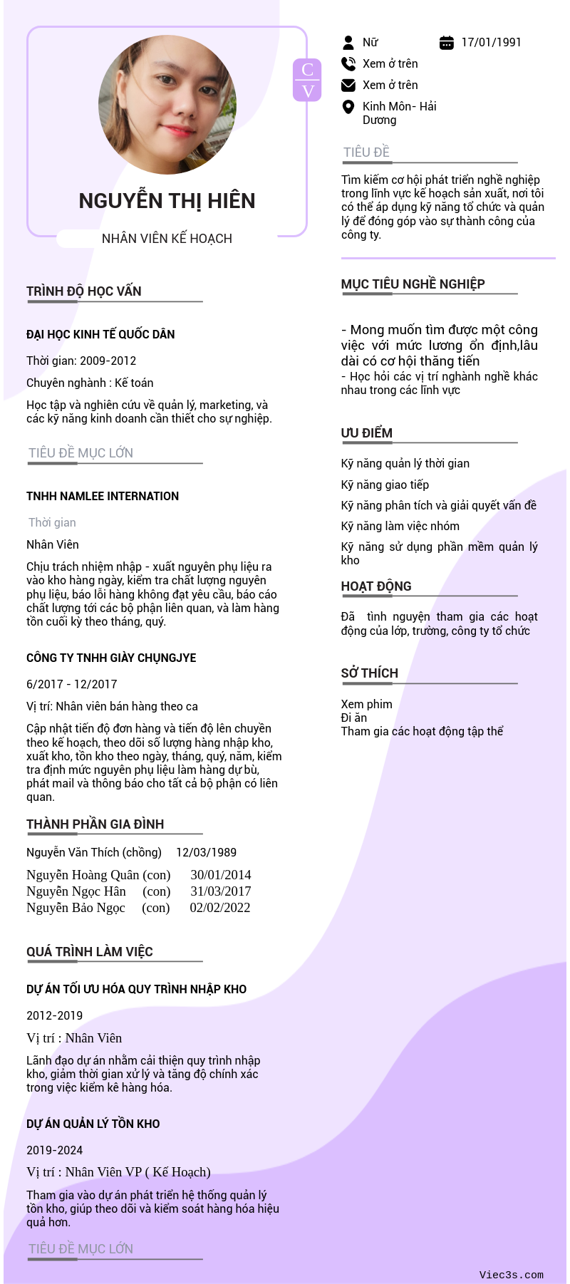 CV ứng viên