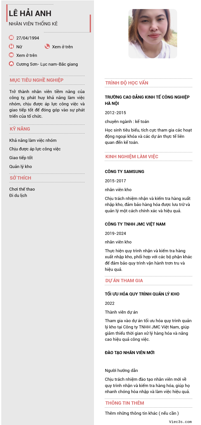 CV ứng viên