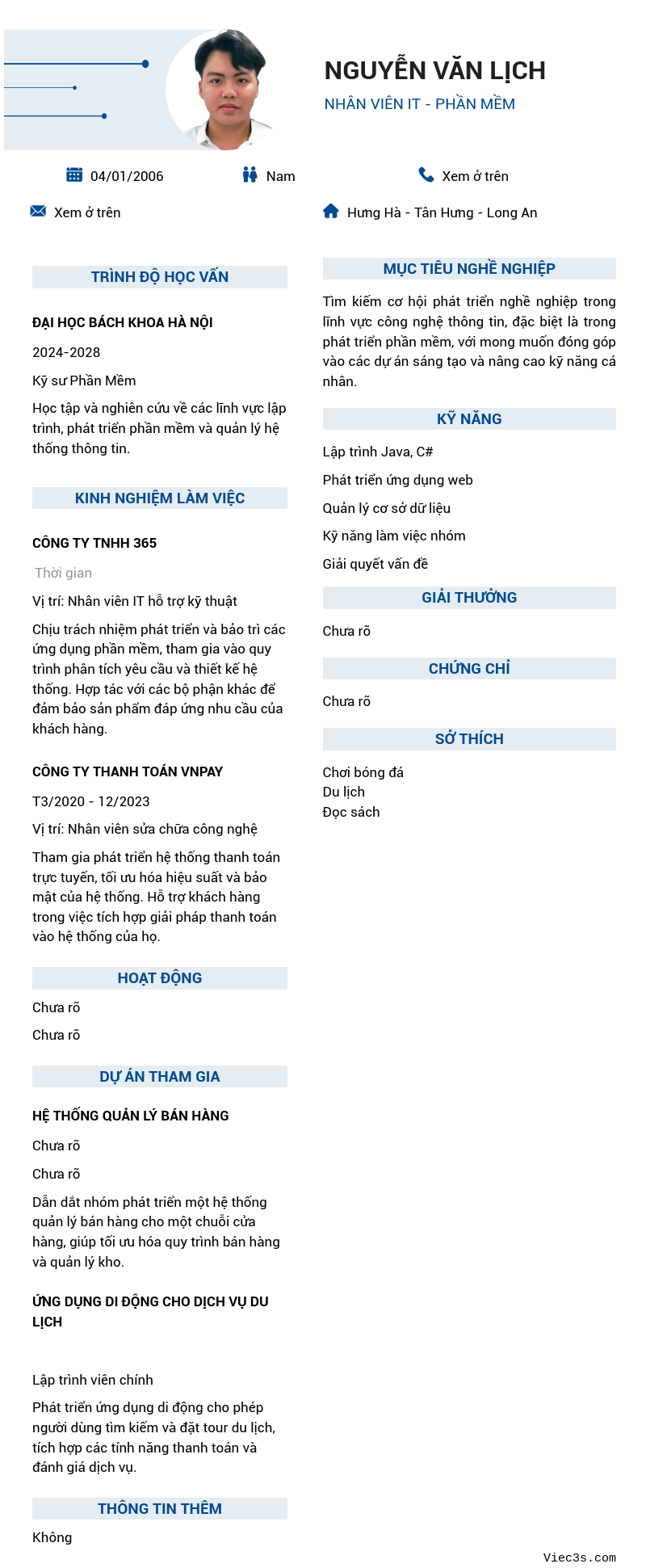 CV ứng viên