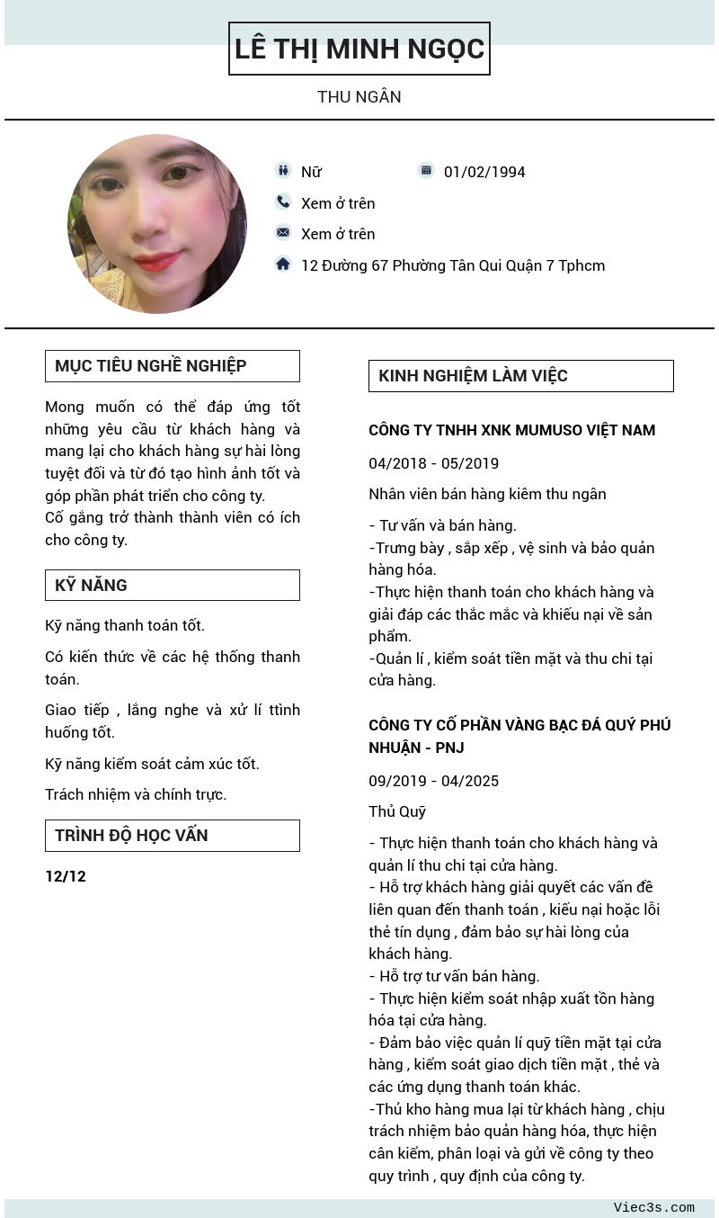 CV ứng viên