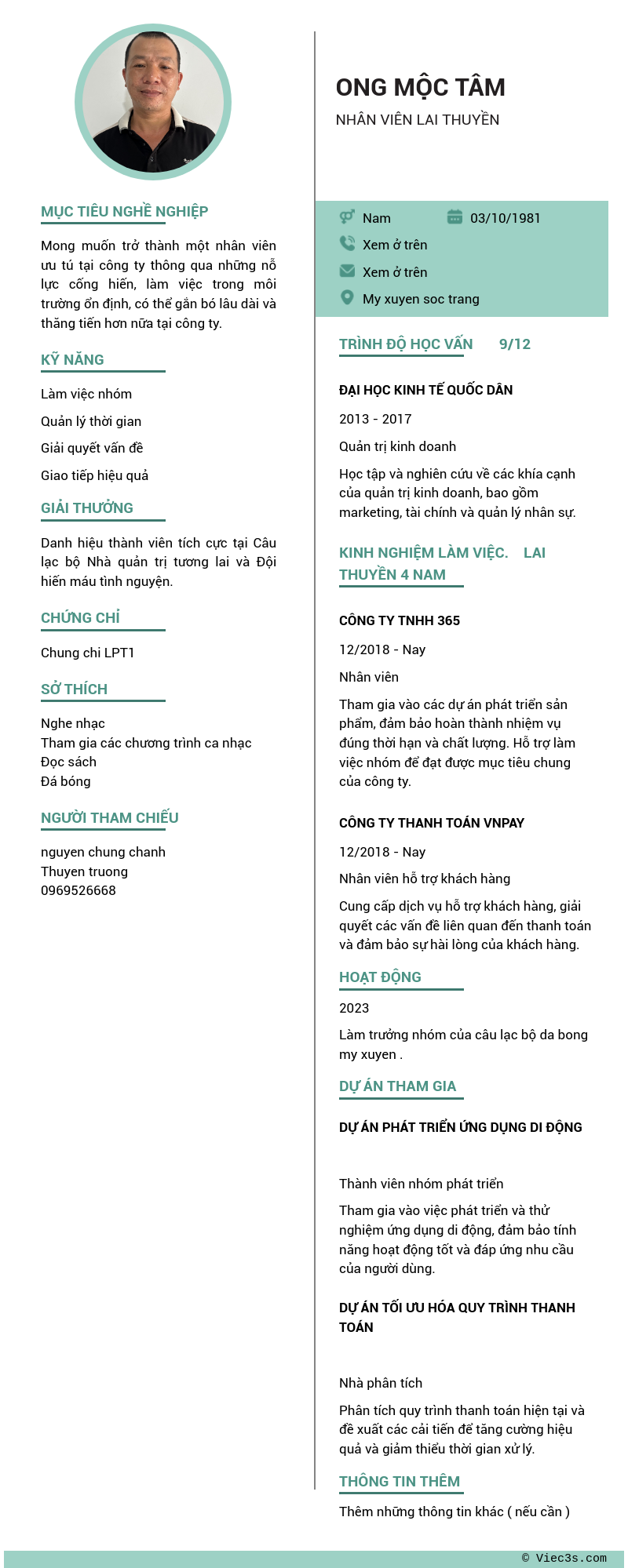 CV ứng viên