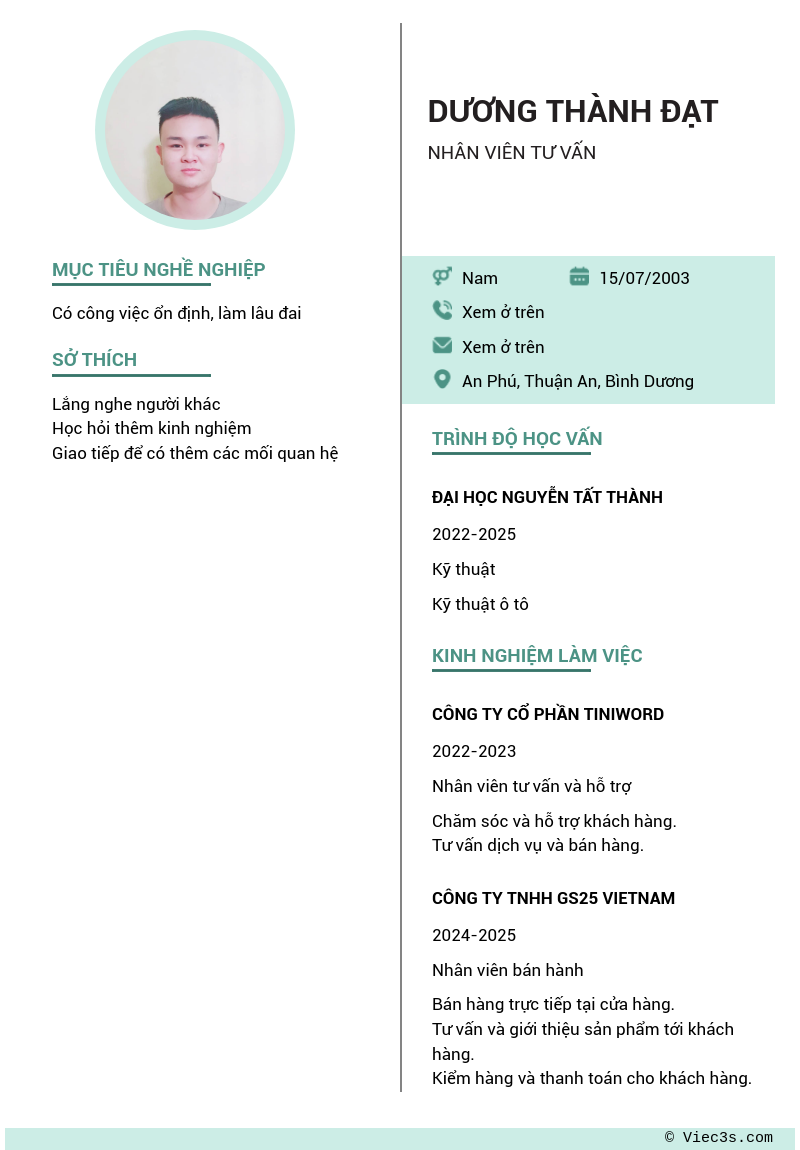 CV ứng viên
