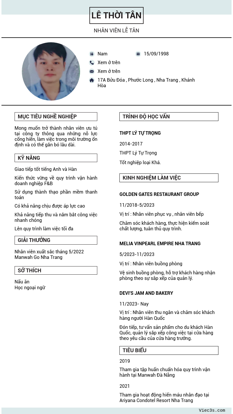 CV ứng viên