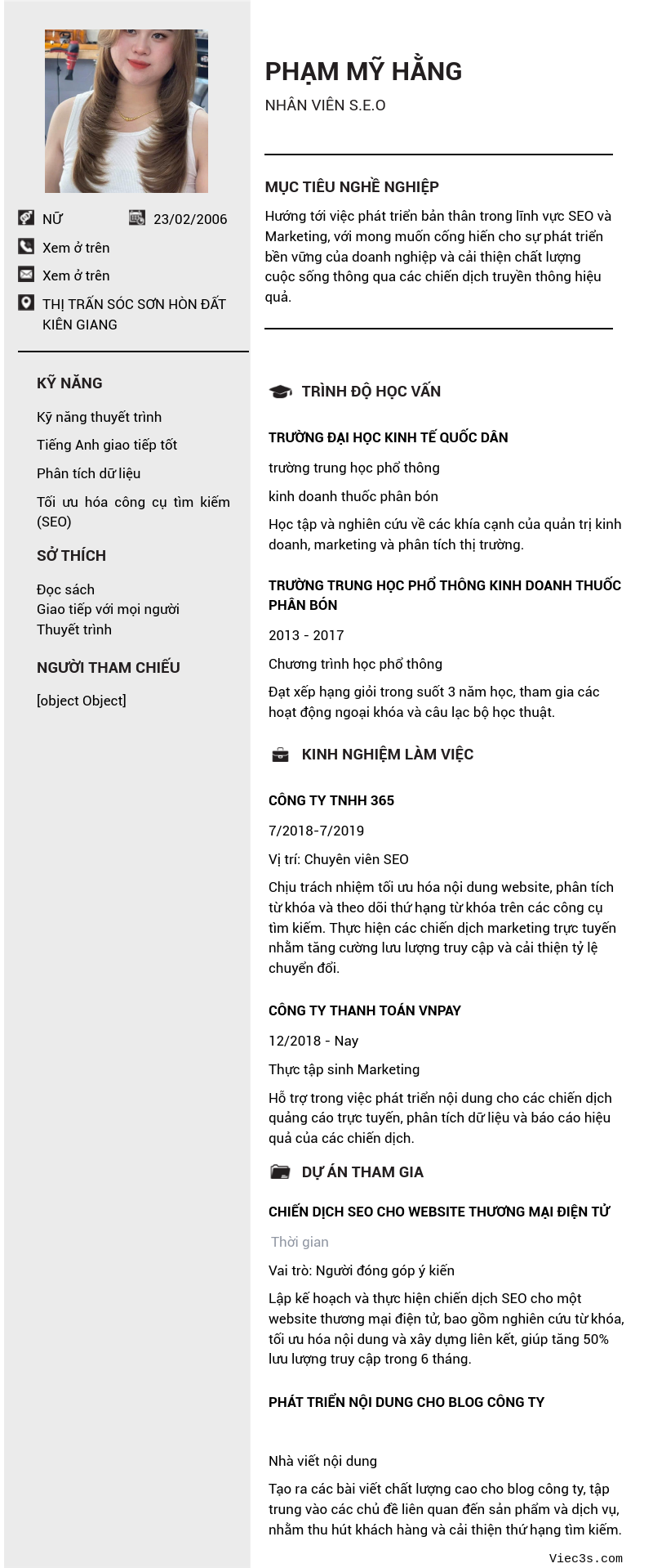 CV ứng viên