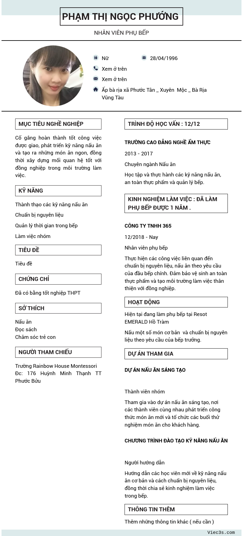 CV ứng viên