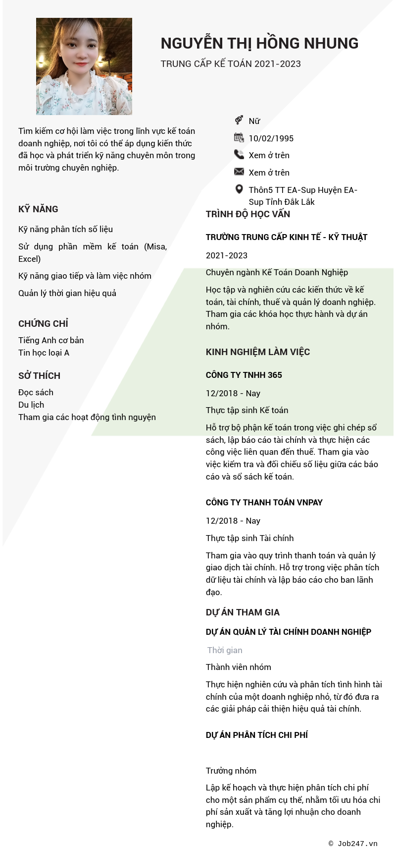 CV ứng viên