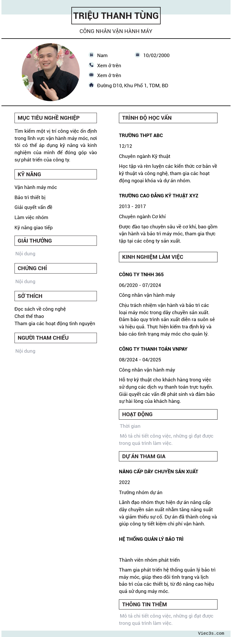 CV ứng viên
