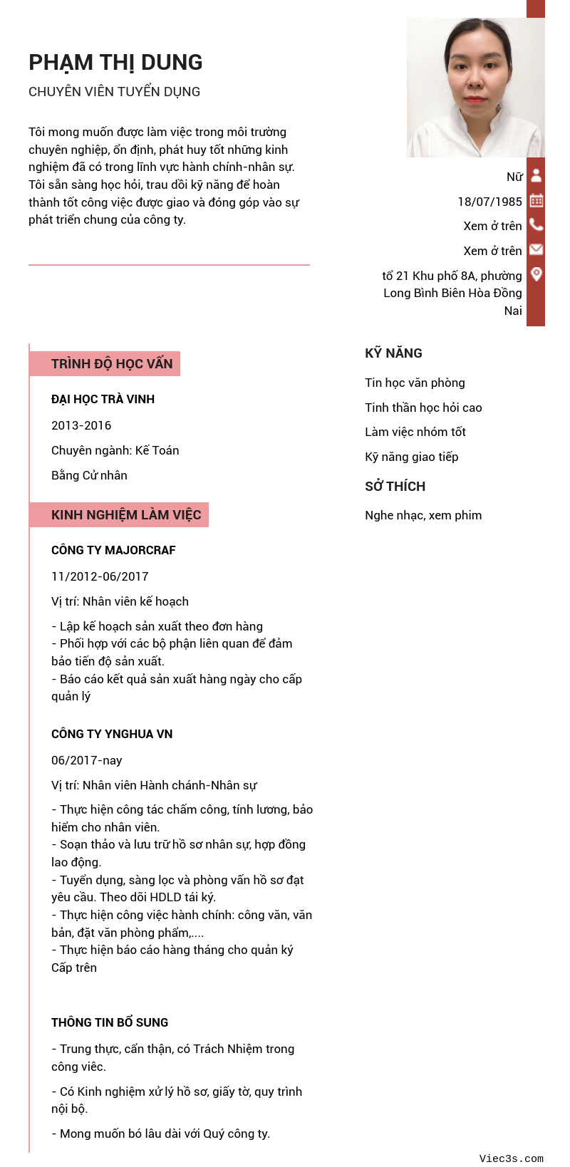 CV ứng viên