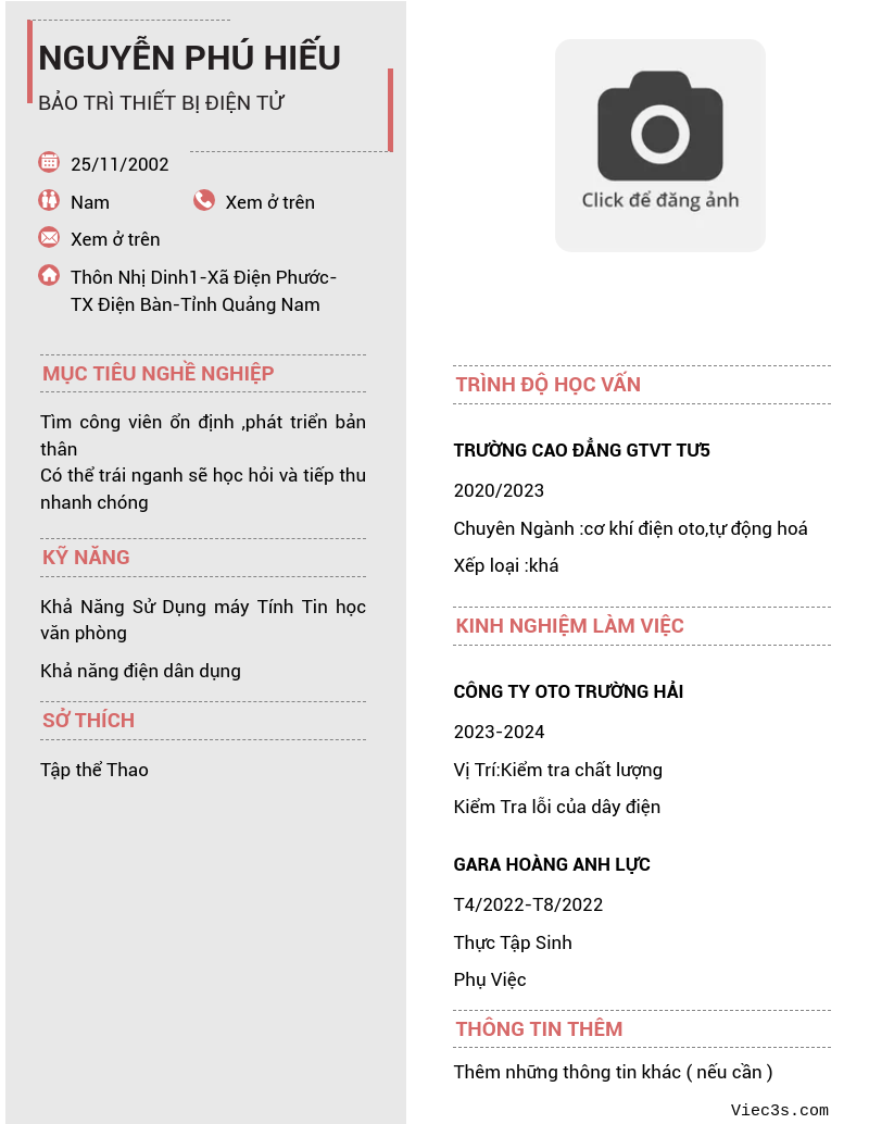 CV ứng viên