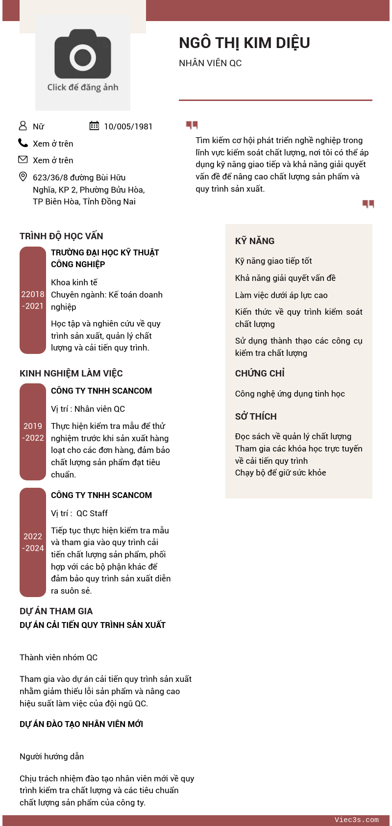 CV ứng viên
