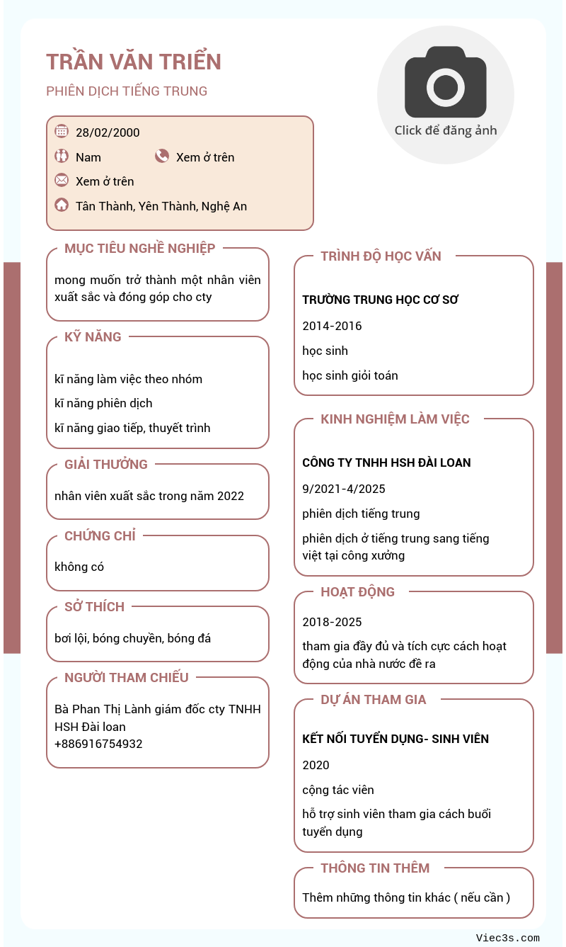 CV ứng viên