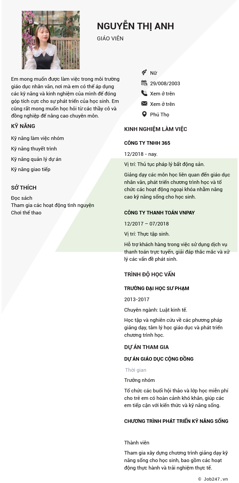 CV ứng viên