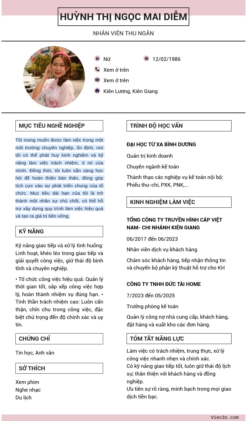 CV ứng viên