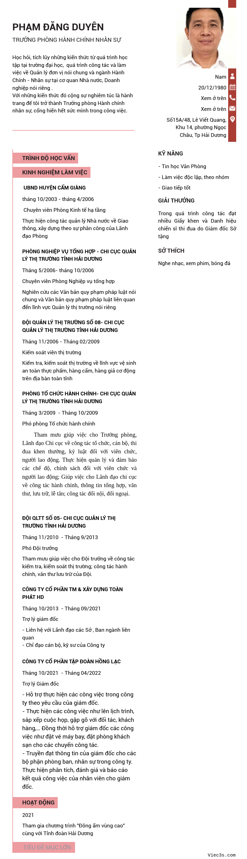 CV ứng viên