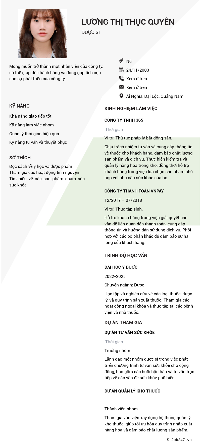 CV ứng viên