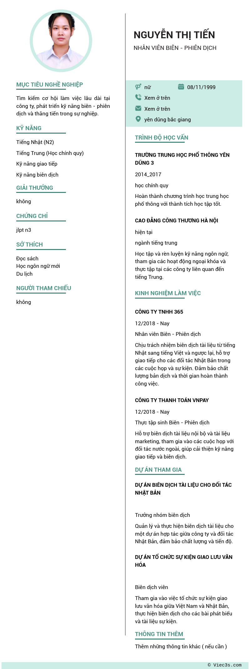 CV ứng viên